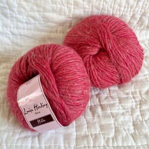 x2 Balls Louisa Harding Hulda Wool Acrylic Linen Blend Yarn Dark Pink Salmon